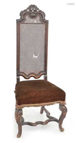 18th-century walnut high back chair