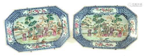 Pair of Chinese meat plates