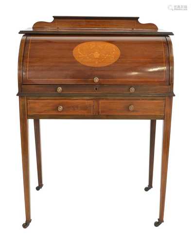 Edwardian mahogany ladies cylinder desk