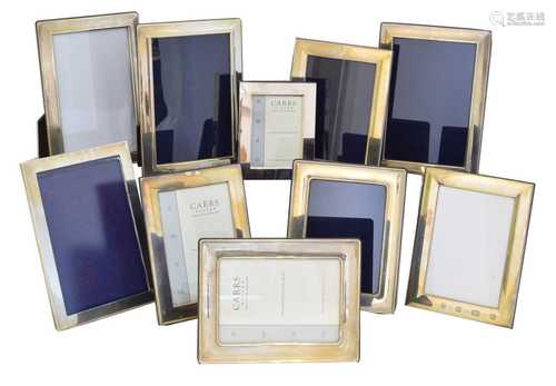 Ten silver fronted picture frames,