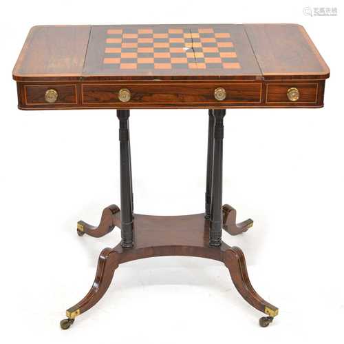 Mid 19th century rosewood veneered games table