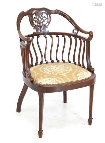 Edwardian mahogany framed salon chair