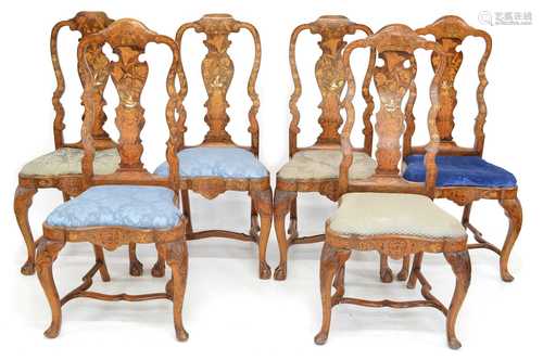 Late 18th-century walnut Anglo-Dutch dining chairs