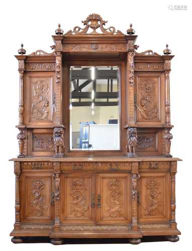 Mid 19th century continental walnut side cabinet