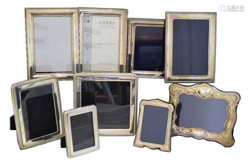 Nine silver fronted picture frames,