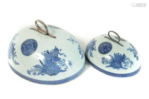 Two Chinese porcelain meat covers,