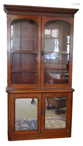 Victorian mahogany bookcase on cupboard