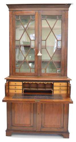 Victorian mahogany secretaire bookcase