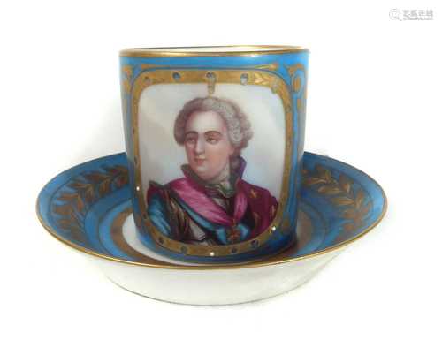 Sevres style coffee can and saucer