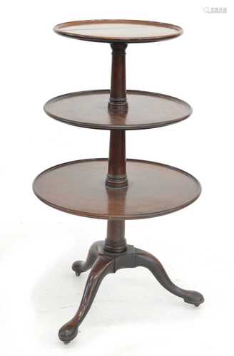 George III mahogany three tier dumb waiter