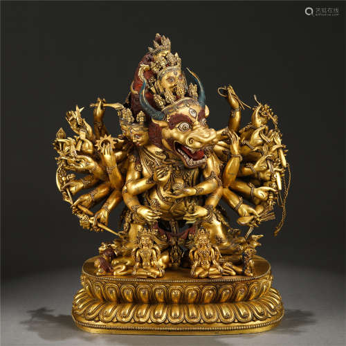 A Gilt-bronze Standing Yamantaka