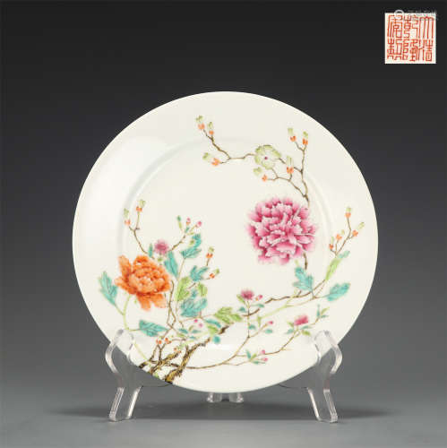A Famille Rose Peony Plate
