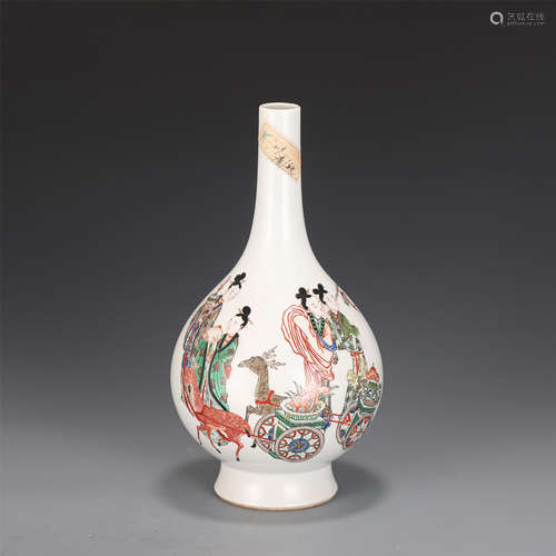 A Famille Verte Figural Bottle Vase