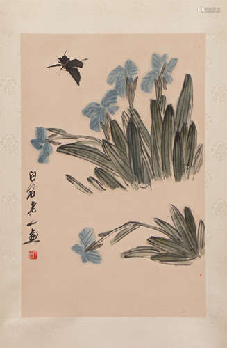 A Chinese Painting of Flowers and Butterfly