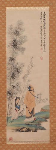 A Chinese Painting of Figures and Bamboos