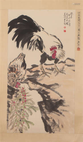 A Chinese Painting of Rooster and Hen