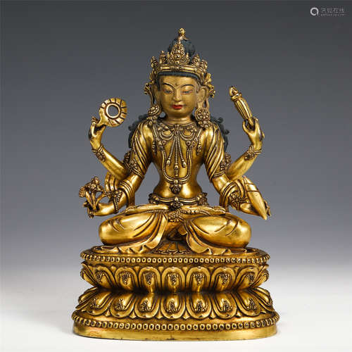 A Gilt-bronze Seated Bodhisattva