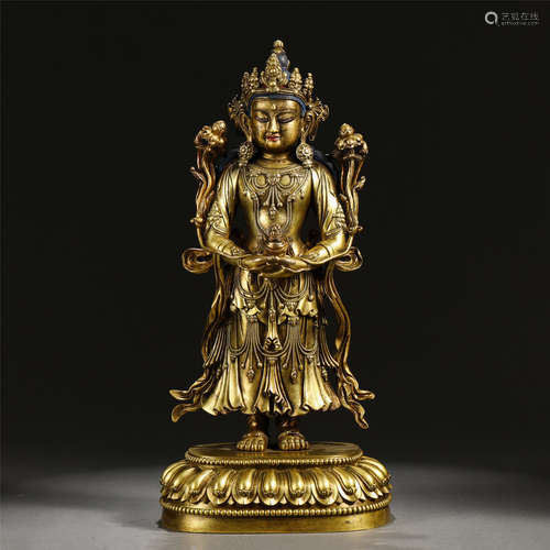 A Gilt-bronzr Standing Medicine Buddha