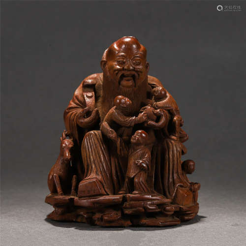 A Carved Bamboo Immortals with Kids