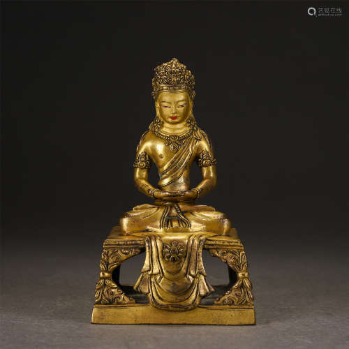 A Gilt-bronze Seated Bodhisattva