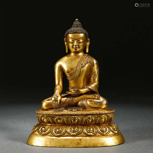 A Gilt-bronze Seated Shakyamuni