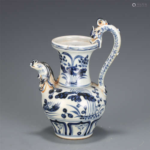 A Blue and White Lotus Pond Ewer