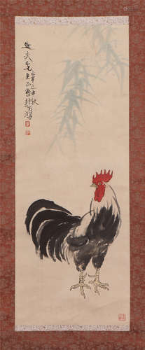 A Chinese Painting of Rooster and Bamboo