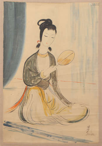 A Chinese Painting of Lady Holding a Fan