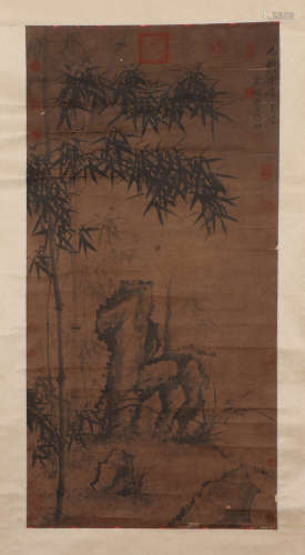 A Chinese Painting of Bamboo, Orchid and Rock