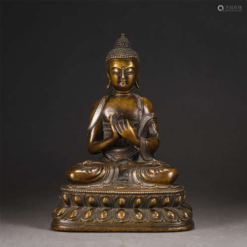 A Silver Inlaid Bronze Shakyamuni