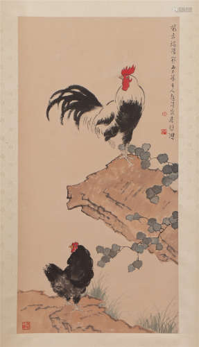 A Chinese Painting of Rooster and Hen