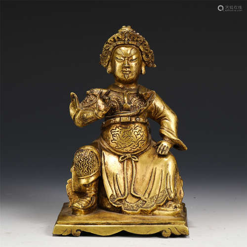 A Gilt-bronze Seated Figure