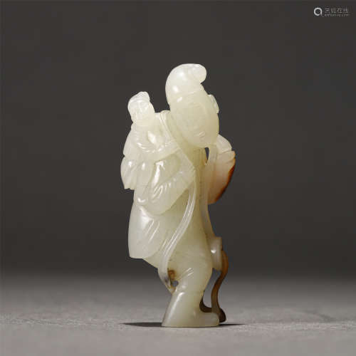 A Carved White Jade Figures Group