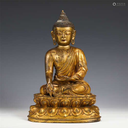 A Gilt-bronze Seated Shakyamuni