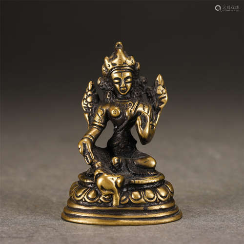 A Gilt-bronze Seated Green Tara