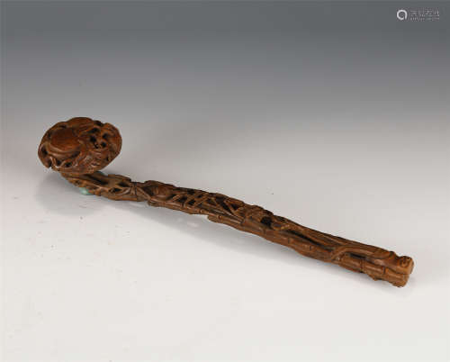A Carved Bamboo Ruyi Scepter