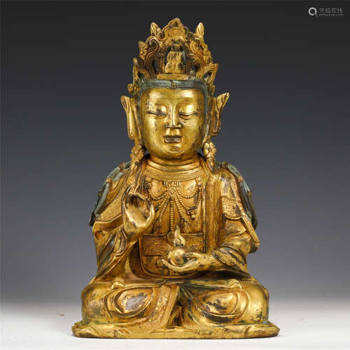 A Gilt-bronze Seated Avalokitevara