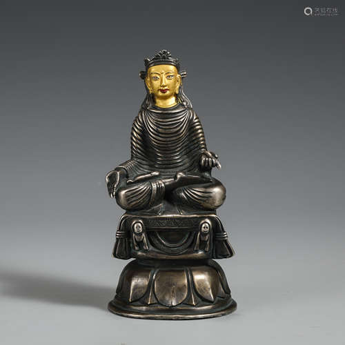 A Parcel Gilt Silver Seated Bodhisattva