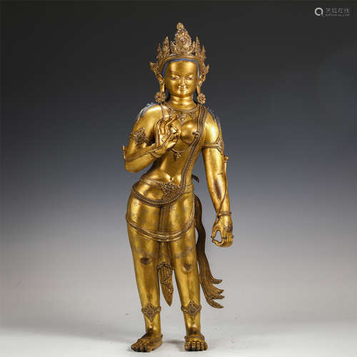 A Gilt-bronze Standing Tara