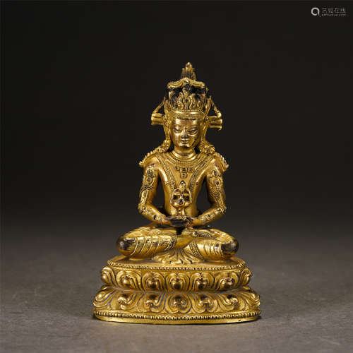 A Gilt-bronze Seated Amitayus