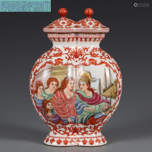 A Famille Rose Figural Vase