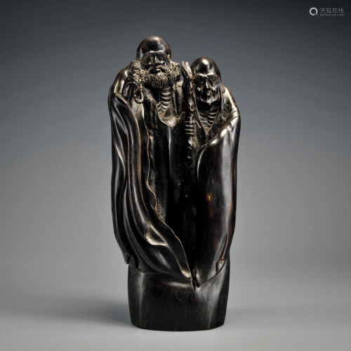 Carved Rosewood Figures Group