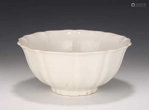 A White Glazed Lobed Bowl