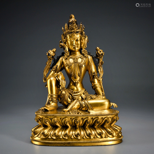 A Gilt-bronze Seated Bodhisattva