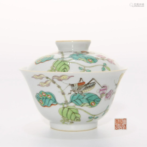 A Famille Rose Insects Bowl Daoguang Mark