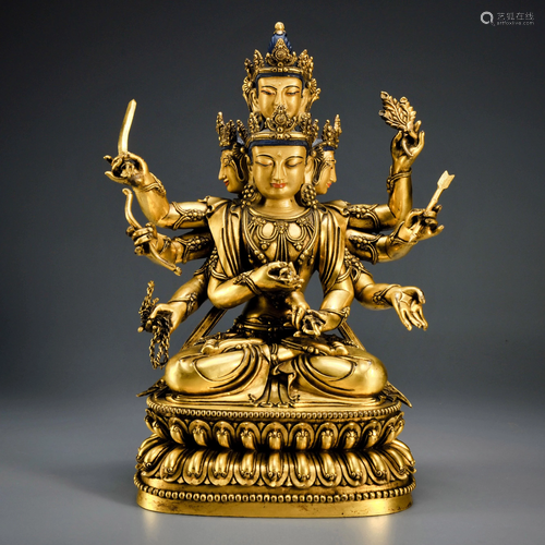 A Gilt-bronze Multi Hands Bodhisattva