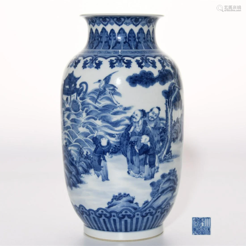 A Blue and White Lantern Vase Qianlong Mark