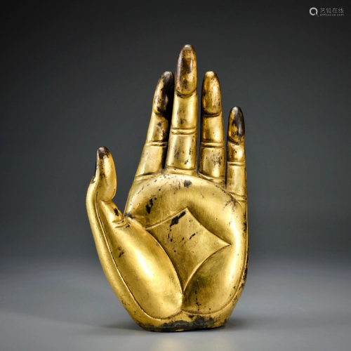 A Gilt-bronze Buddha Hand