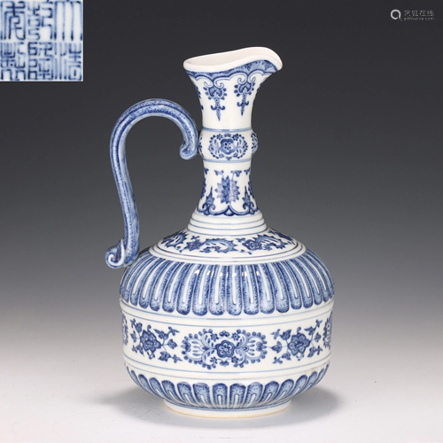 A Blue and White Ewer