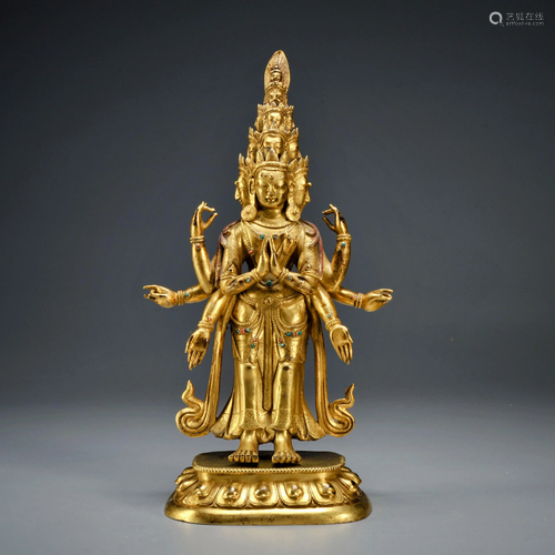 A Gilt-bronze Multi-faces Avalokitesvara